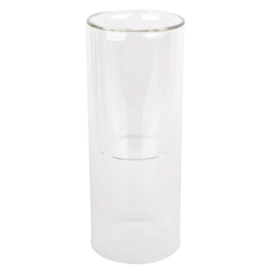 slide 1 of 3, 8" Clear Glass Dual Cylinder Candle Holder By Ashland, 3.15 in x 7.87 in