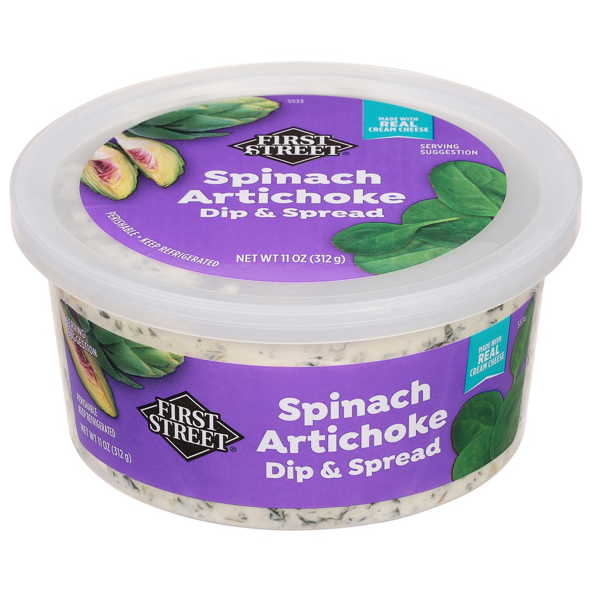 slide 4 of 4, First Street Spinach Artchke Dip & Spread, 11 oz
