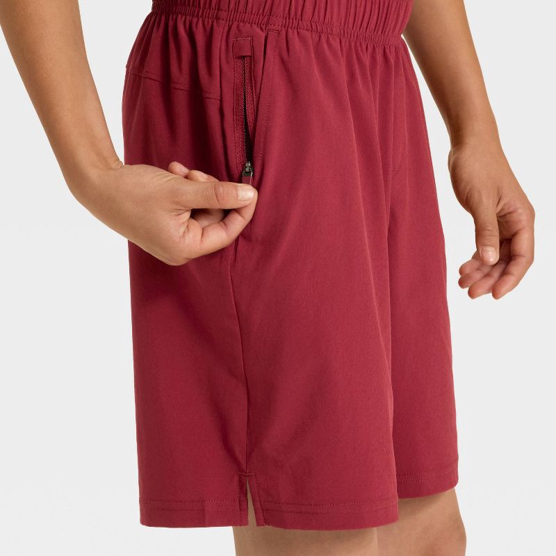 slide 3 of 3, Boys' Active Light Woven Shorts - All In Motion™ Dark Red S, 1 ct