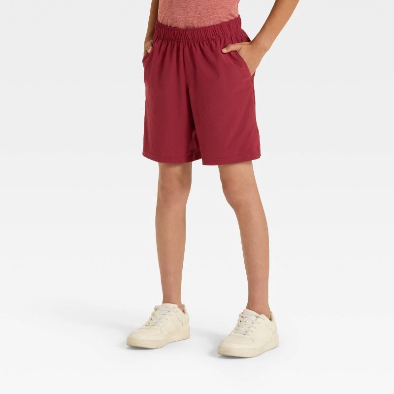 slide 1 of 3, Boys' Active Light Woven Shorts - All In Motion™ Dark Red S, 1 ct