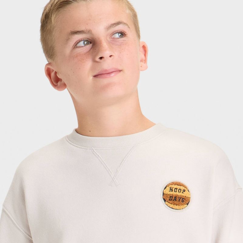 slide 2 of 4, Boys' Active Comfort Fleece Crewneck Sweatshirt - All In Motion™ Beige L, 1 ct