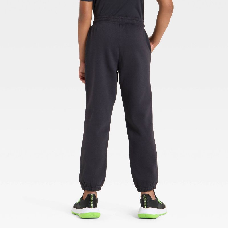 slide 2 of 3, Boys' Active Comfort Fleece Jogger Sweatpants - All In Motion™ Black S, 1 ct