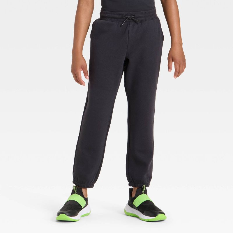 slide 1 of 3, Boys' Active Comfort Fleece Jogger Sweatpants - All In Motion™ Black M, 1 ct