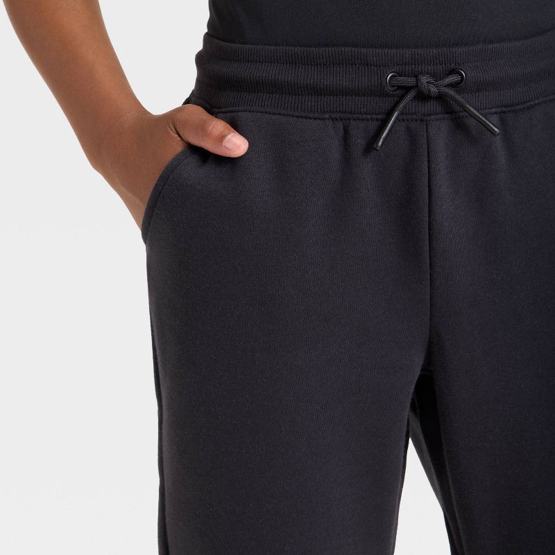 slide 3 of 3, Boys' Active Comfort Fleece Jogger Sweatpants - All In Motion™ Black L, 1 ct
