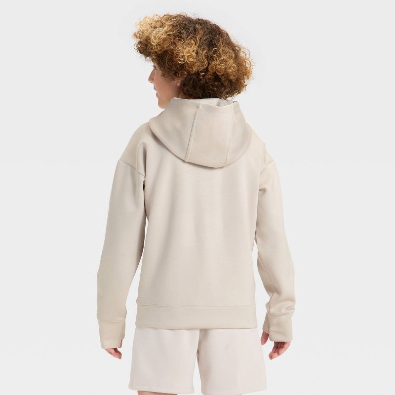 slide 2 of 3, Boys' Spacer Pullover Hoodie Sweatshirt - All In Motion™ Beige L, 1 ct