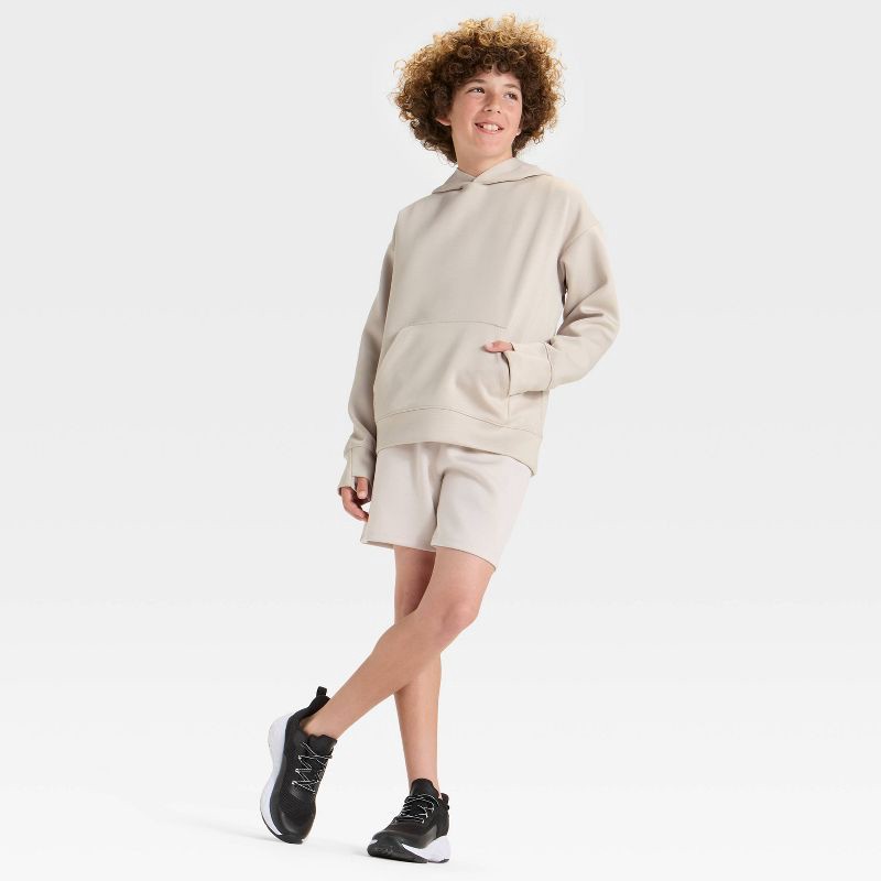 slide 3 of 3, Boys' Spacer Pullover Hoodie Sweatshirt - All In Motion™ Beige L, 1 ct