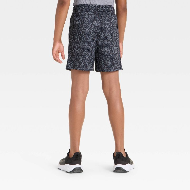 slide 2 of 3, Boys' Printed Mesh Shorts - All In Motion™ Black L, 1 ct