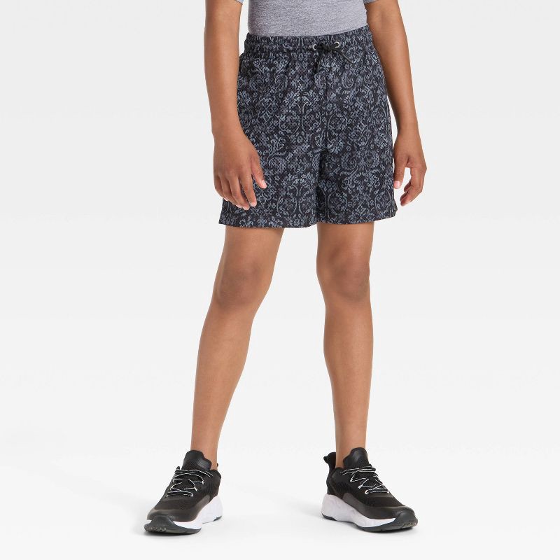 slide 1 of 3, Boys' Printed Mesh Shorts - All In Motion™ Black L, 1 ct