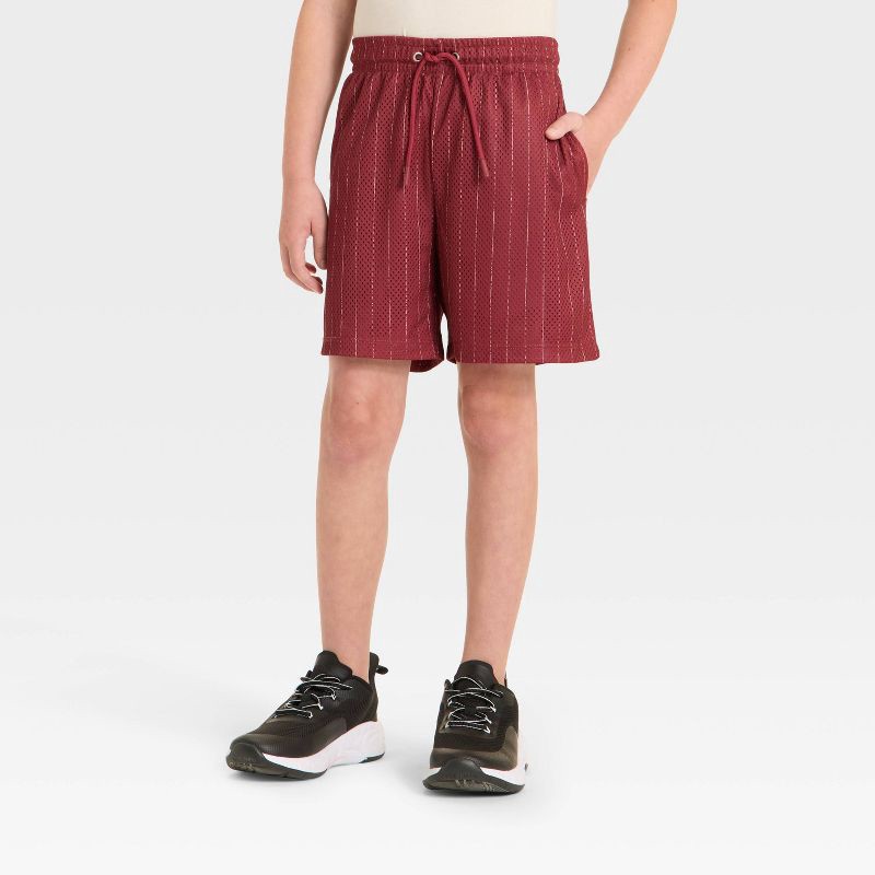 slide 1 of 3, Boys' Printed Mesh Shorts - All In Motion™ Red L, 1 ct