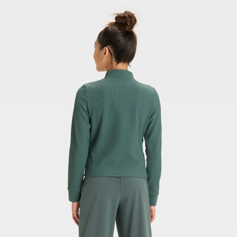 slide 2 of 3, Girls' Cozy Knit Jacket - All In Motion™ Dark Green XS, 1 ct