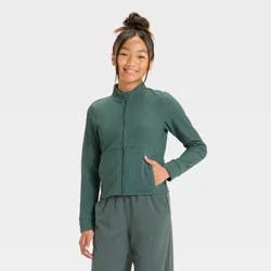 Girls' Cozy Knit Jacket - All In Motion™ Dark Green XS