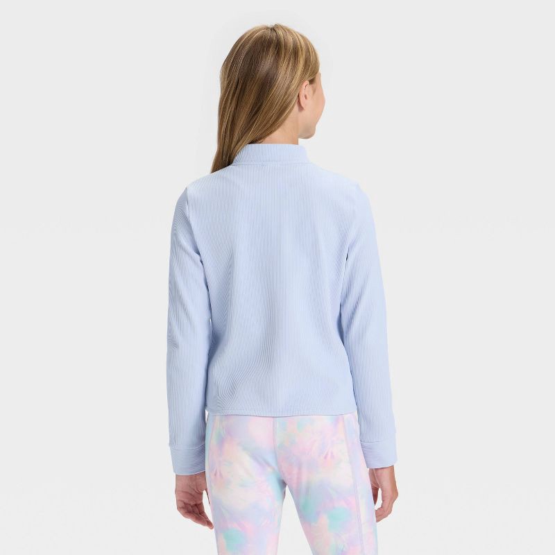 slide 2 of 3, Girls' Cozy Knit Jacket - All In Motion™ Light Blue M, 1 ct