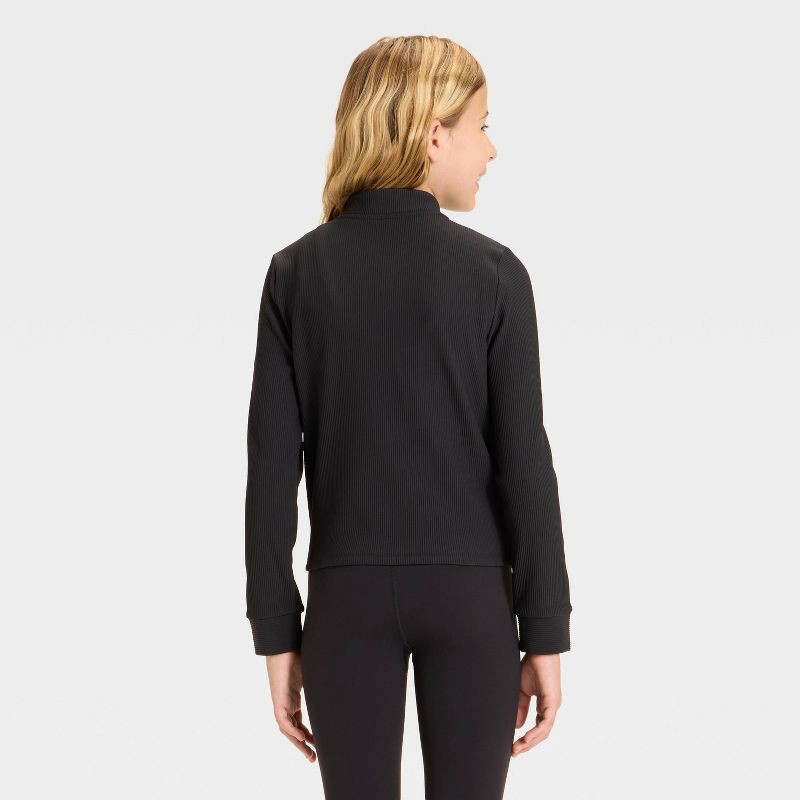 slide 2 of 3, Girls' Cozy Knit Jacket - All In Motion™ Black S, 1 ct