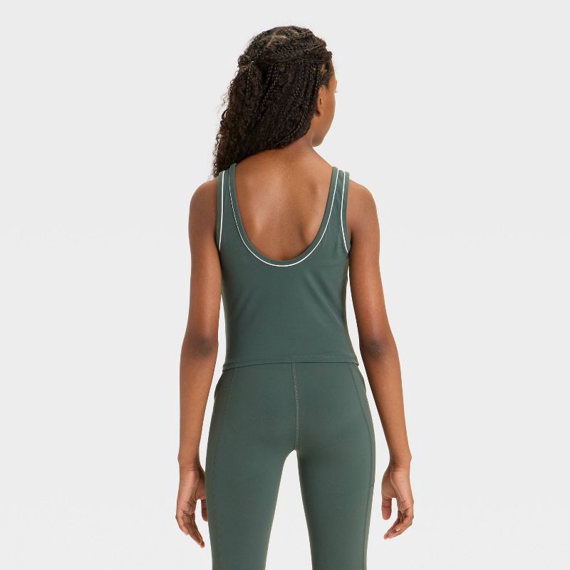 slide 2 of 3, Girls' Everyday Soft Tank Top - All In Motion™ Dark Green XS, 1 ct