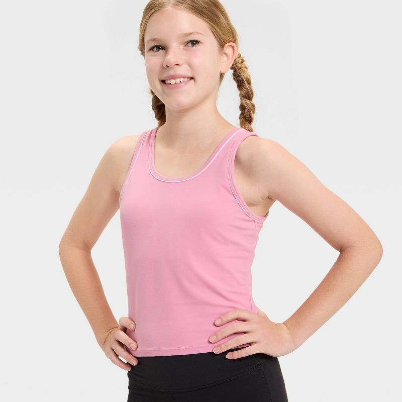 slide 3 of 3, Girls' Everyday Soft Tank Top - All In Motion™ Rose Pink XS, 1 ct