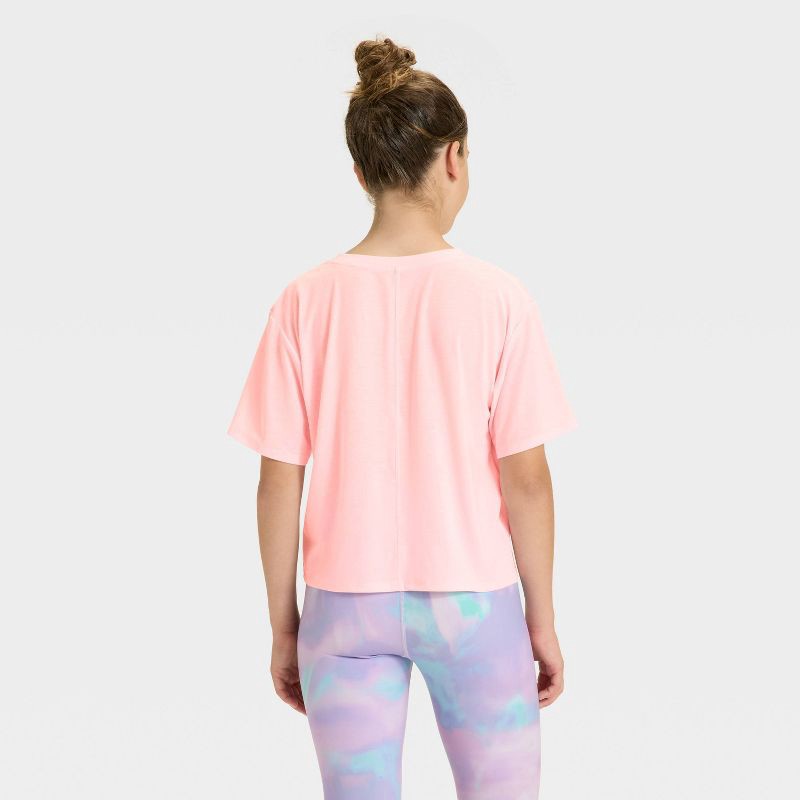 slide 2 of 3, Girls' Beyond Ease Crop Boxy T-Shirt - All In Motion™ Light Pink S, 1 ct
