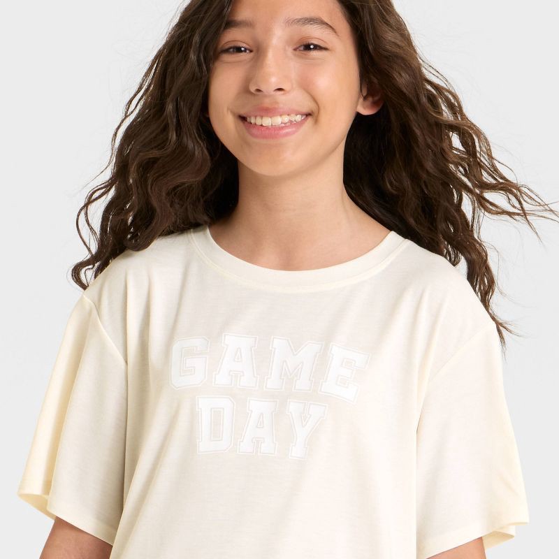 slide 2 of 4, Girls' 'Game Day' Beyond Ease Crop Boxy T-Shirt - All In Motion™ Cream XL, 1 ct