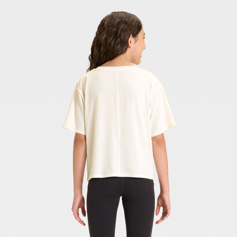 slide 3 of 4, Girls' 'Game Day' Beyond Ease Crop Boxy T-Shirt - All In Motion™ Cream XL, 1 ct