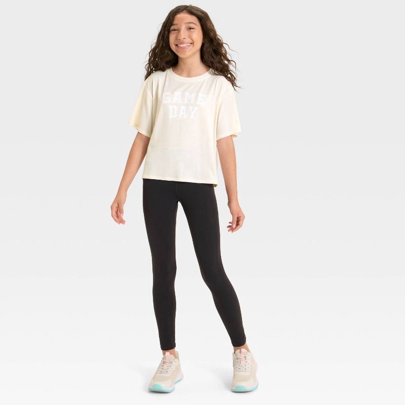 slide 4 of 4, Girls' 'Game Day' Beyond Ease Crop Boxy T-Shirt - All In Motion™ Cream XL, 1 ct