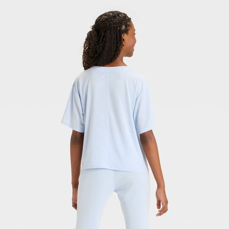 slide 3 of 4, Girls' 'Recreation Dept' Beyond Ease Crop Boxy T-Shirt - All In Motion™ Sky Blue L, 1 ct