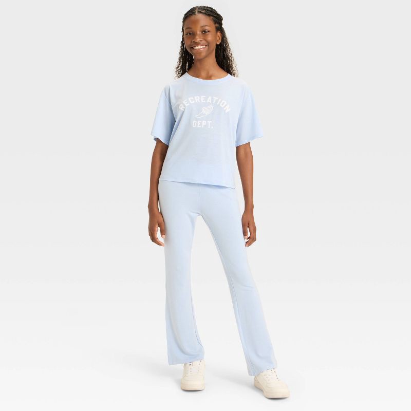 slide 4 of 4, Girls' 'Recreation Dept' Beyond Ease Crop Boxy T-Shirt - All In Motion™ Sky Blue L, 1 ct