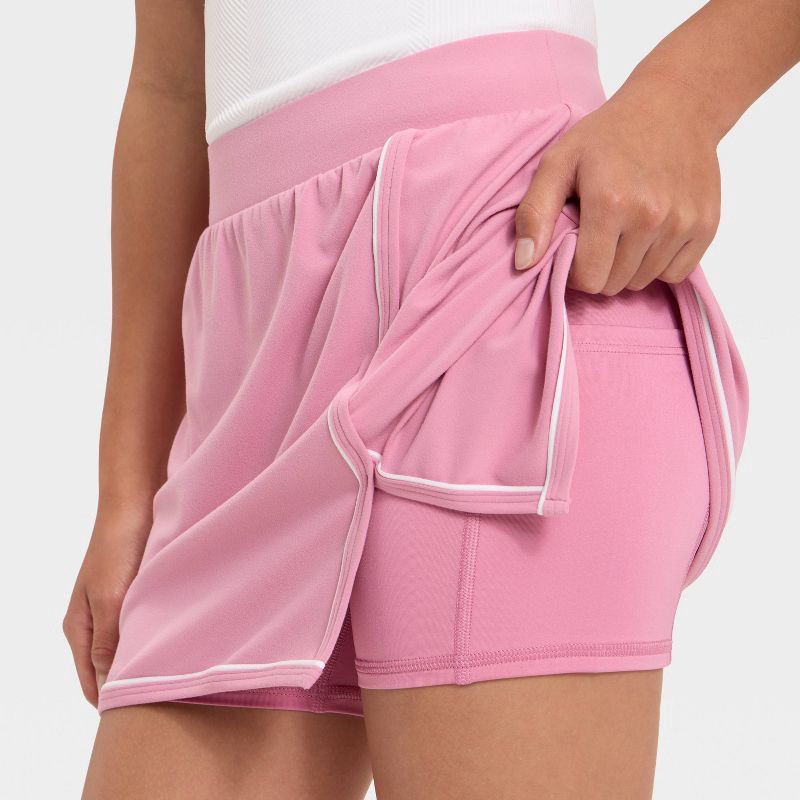 slide 3 of 3, Girls' Everyday Soft Piped Skort - All In Motion™ Rose Pink XL, 1 ct
