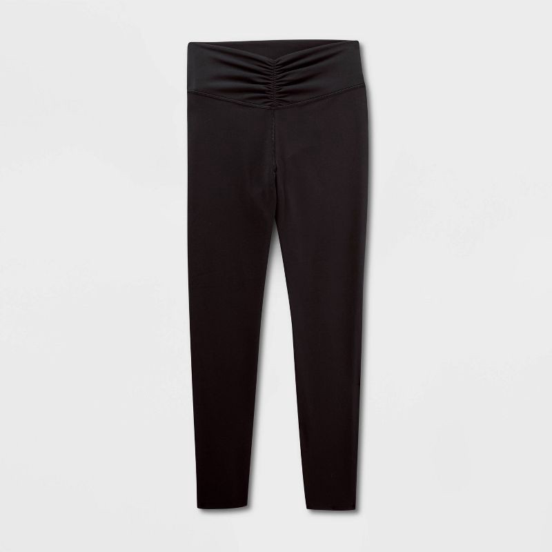 slide 1 of 2, Women's Everyday Soft High-Rise 7/8 Ruched Leggings - All In Motion™ Black S, 1 ct