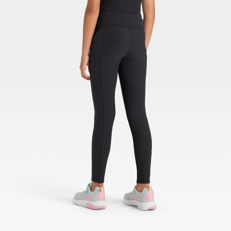 slide 2 of 3, Girls' Cozy Leggings - All In Motion™ Black S, 1 ct