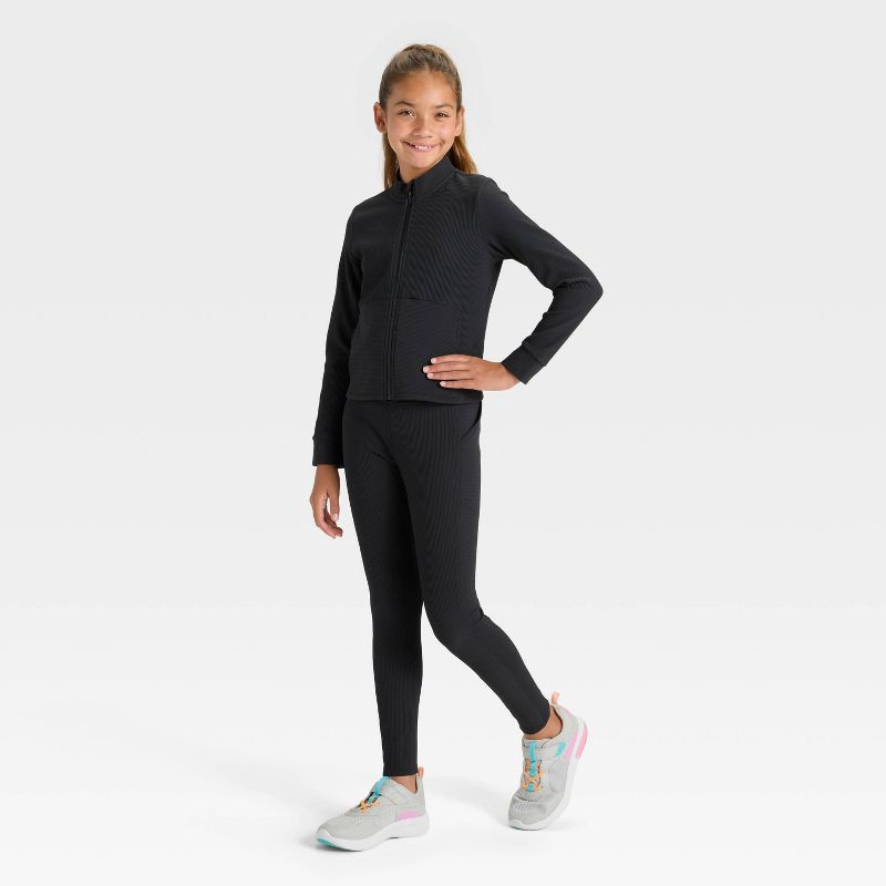slide 2 of 3, Girls' Cozy Leggings - All In Motion™ Black XL, 1 ct