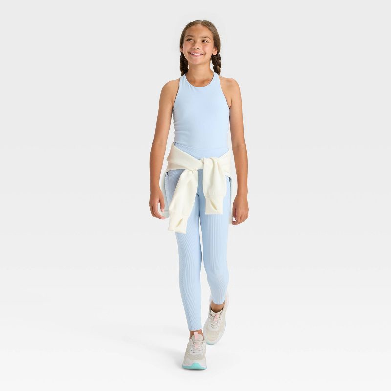 slide 3 of 3, Girls' Cozy Leggings - All In Motion™ Blue M, 1 ct