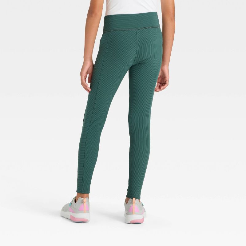 slide 2 of 3, Girls' Cozy Leggings - All In Motion™ Green S, 1 ct