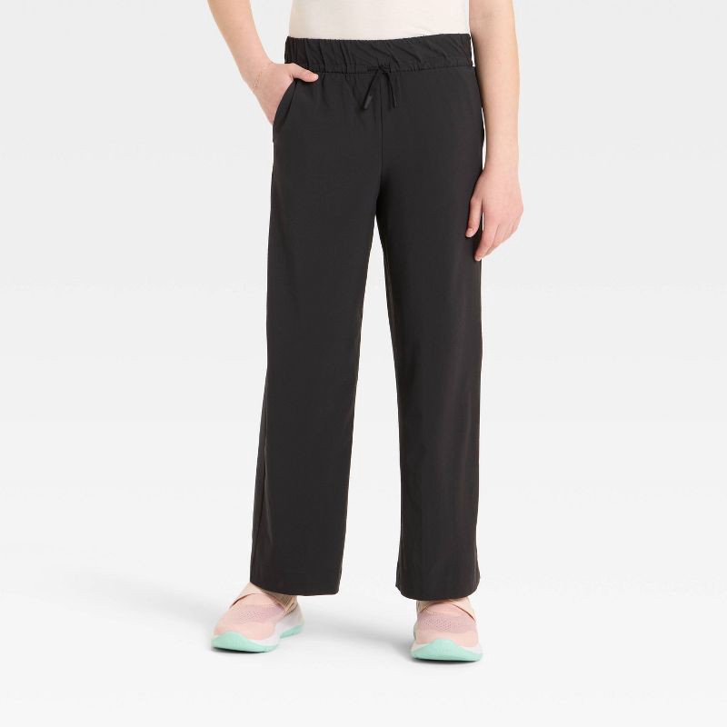 slide 1 of 3, Girls' Active Light Wide Leg Pants - All In Motion™ Black XL, 1 ct