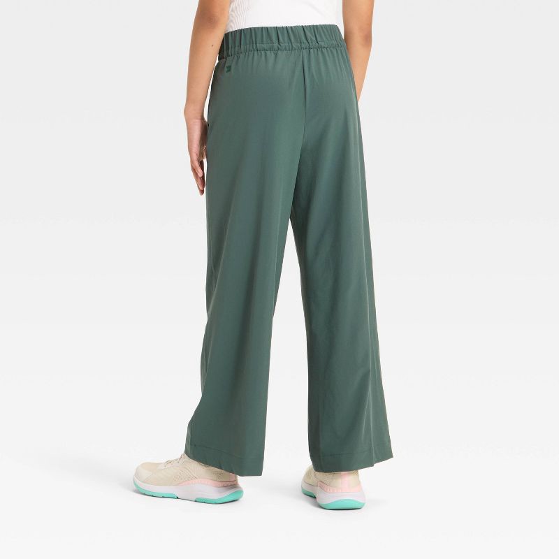 slide 2 of 3, Girls' Active Light Wide Leg Pants - All In Motion™ Dark Green XS, 1 ct