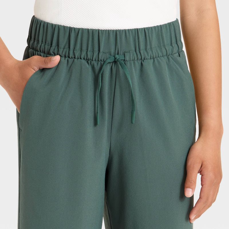 slide 3 of 3, Girls' Active Light Wide Leg Pants - All In Motion™ Dark Green XS, 1 ct