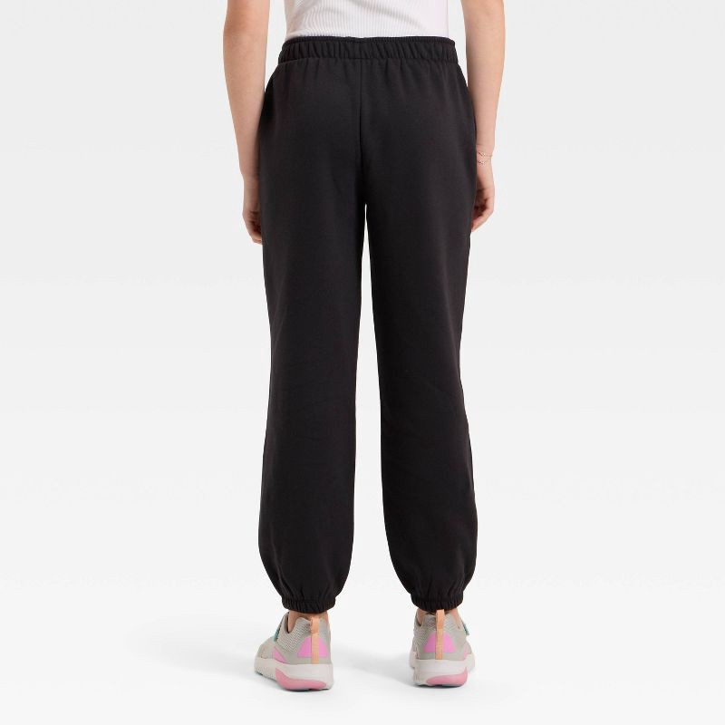 slide 2 of 3, Girls' Active Comfort Fleece Jogger Sweatpants - All In Motion™ Black S, 1 ct