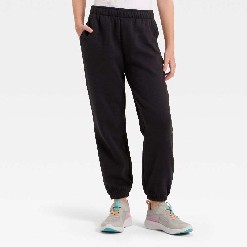 slide 1 of 3, Girls' Active Comfort Jogger Pants - All In Motion™ Black XL, 1 ct