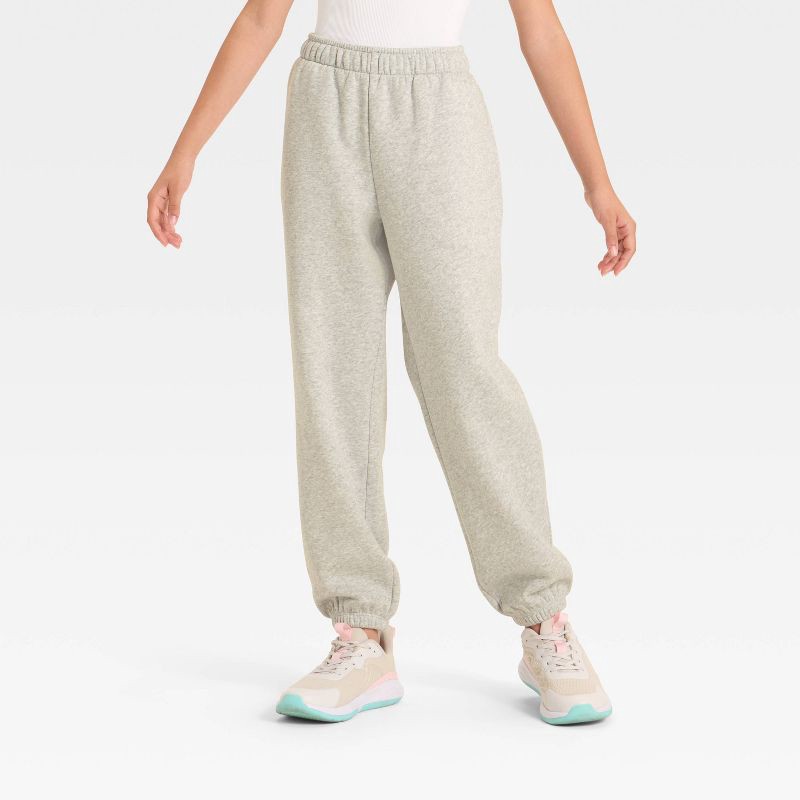 slide 1 of 3, Girls' Active Comfort Jogger Pants - All In Motion™ Heather Gray M, 1 ct