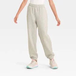 Girls' Active Comfort Fleece Jogger Sweatpants - All In Motion™ Heather Gray XL