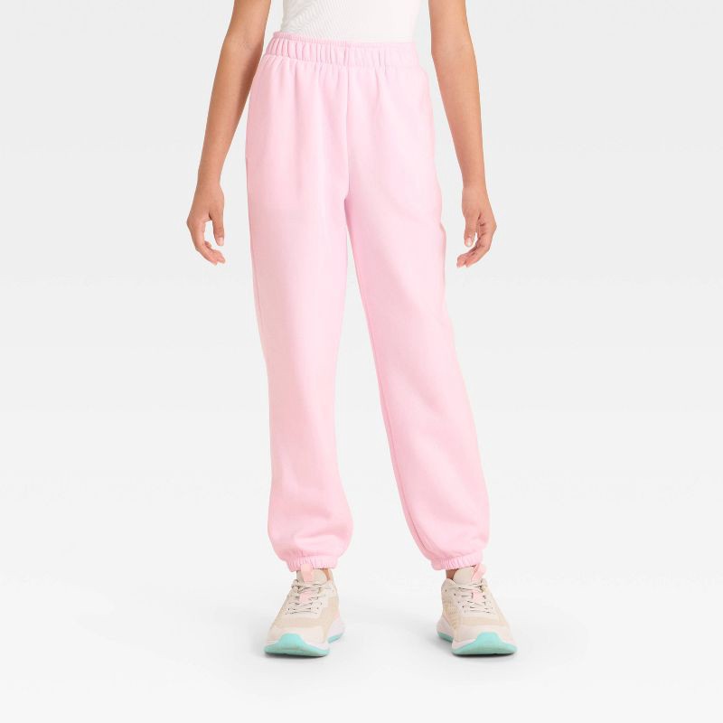 slide 1 of 3, Girls' Active Comfort Jogger Pants - All In Motion™ Light Pink XL, 1 ct