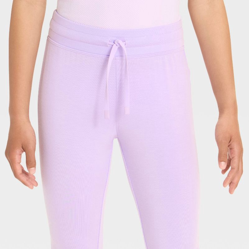 slide 3 of 3, Girls' Modal French Terry Flare Pants - All In Motion™ Lilac Purple M, 1 ct