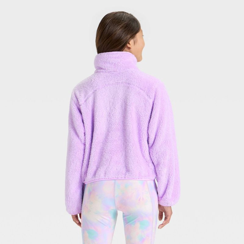 slide 2 of 3, Girls' High Pile Fleece 1/2 Zip Pullover Sweatshirt - All In Motion™ Purple XL, 1 ct