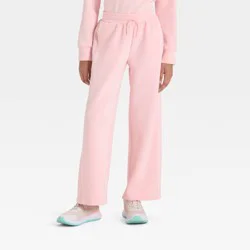 Girls' Airy Sleek Wide Leg Pants - All In Motion™ Light Pink L