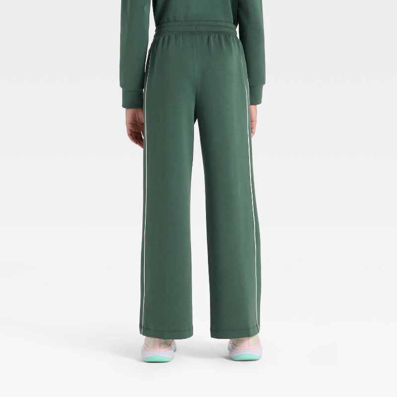 slide 2 of 3, Girls' Airy Sleek Wide Leg Pants - All In Motion™ Dark Green M, 1 ct