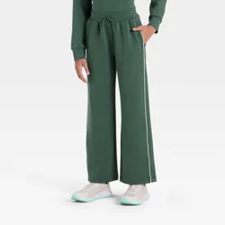 Girls' Airy Sleek Wide Leg Pants - All In Motion™ Dark Green M