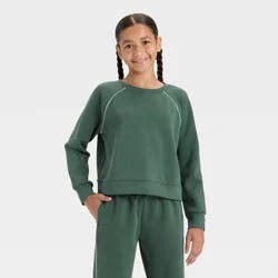 Girls' Airy Sleek Pullover Sweatshirt - All In Motion™ Green S
