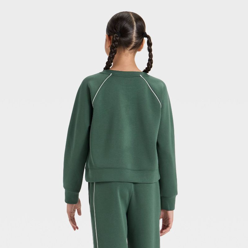 slide 2 of 3, Girls' Airy Sleek Pullover Sweatshirt - All In Motion™ Green L, 1 ct