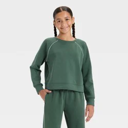 Girls' Airy Sleek Pullover Sweatshirt - All In Motion™ Green L