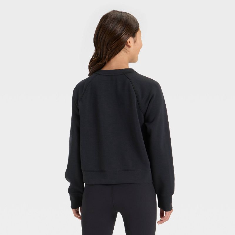 slide 2 of 3, Girls' Airy Sleek Pullover Sweatshirt - All In Motion™ Black M, 1 ct