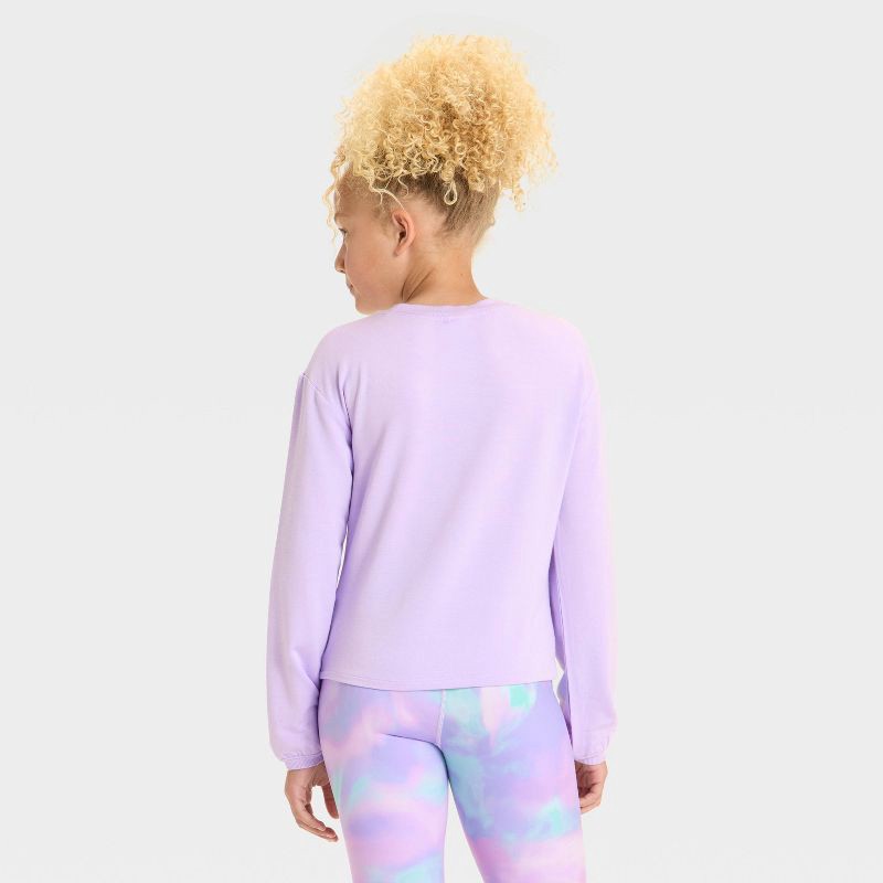 slide 2 of 3, Girls' Modal French Terry Crewneck Sweatshirt - All In Motion™ Lilac Purple M, 1 ct