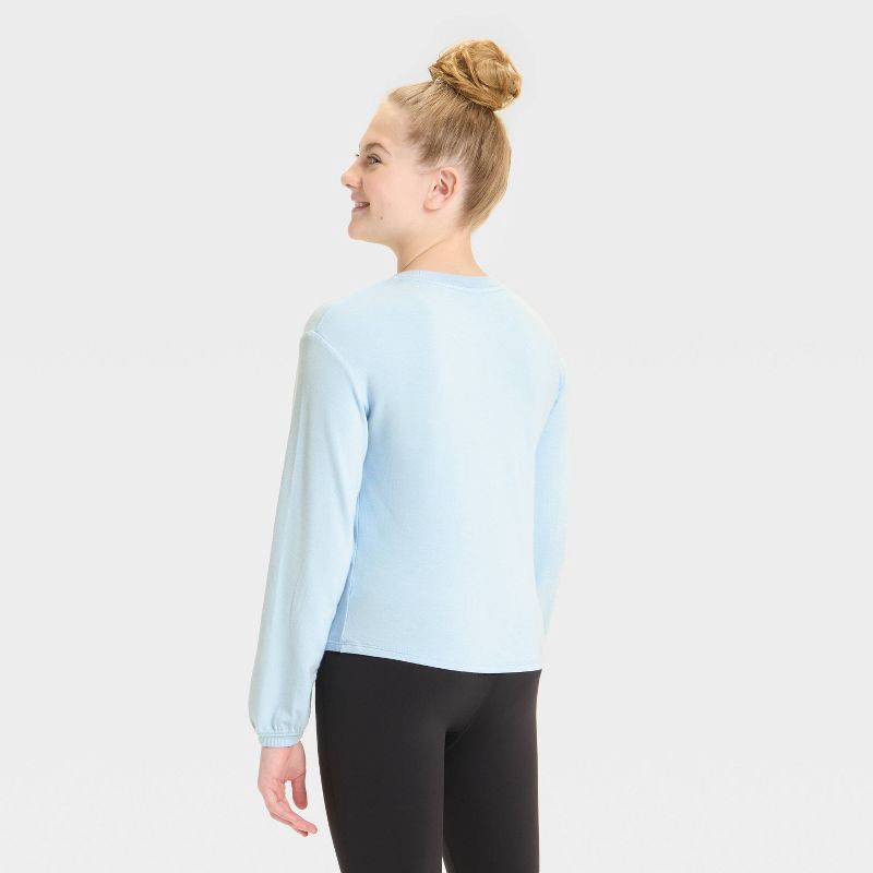 slide 2 of 3, Girls' Modal French Terry Crewneck Sweatshirt - All In Motion™ Sky Blue M, 1 ct